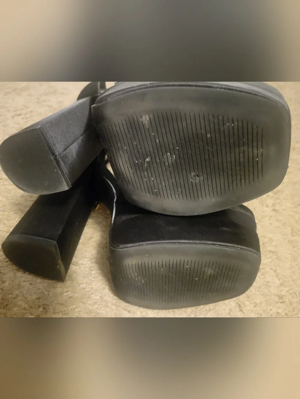 Dream Pairs Black Satin Platform Block Heel Mary Jane